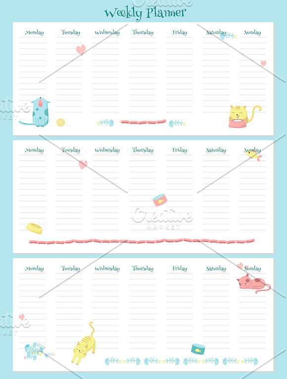 Kids weekly planners with animals  in Stationery Templates - product preview 4