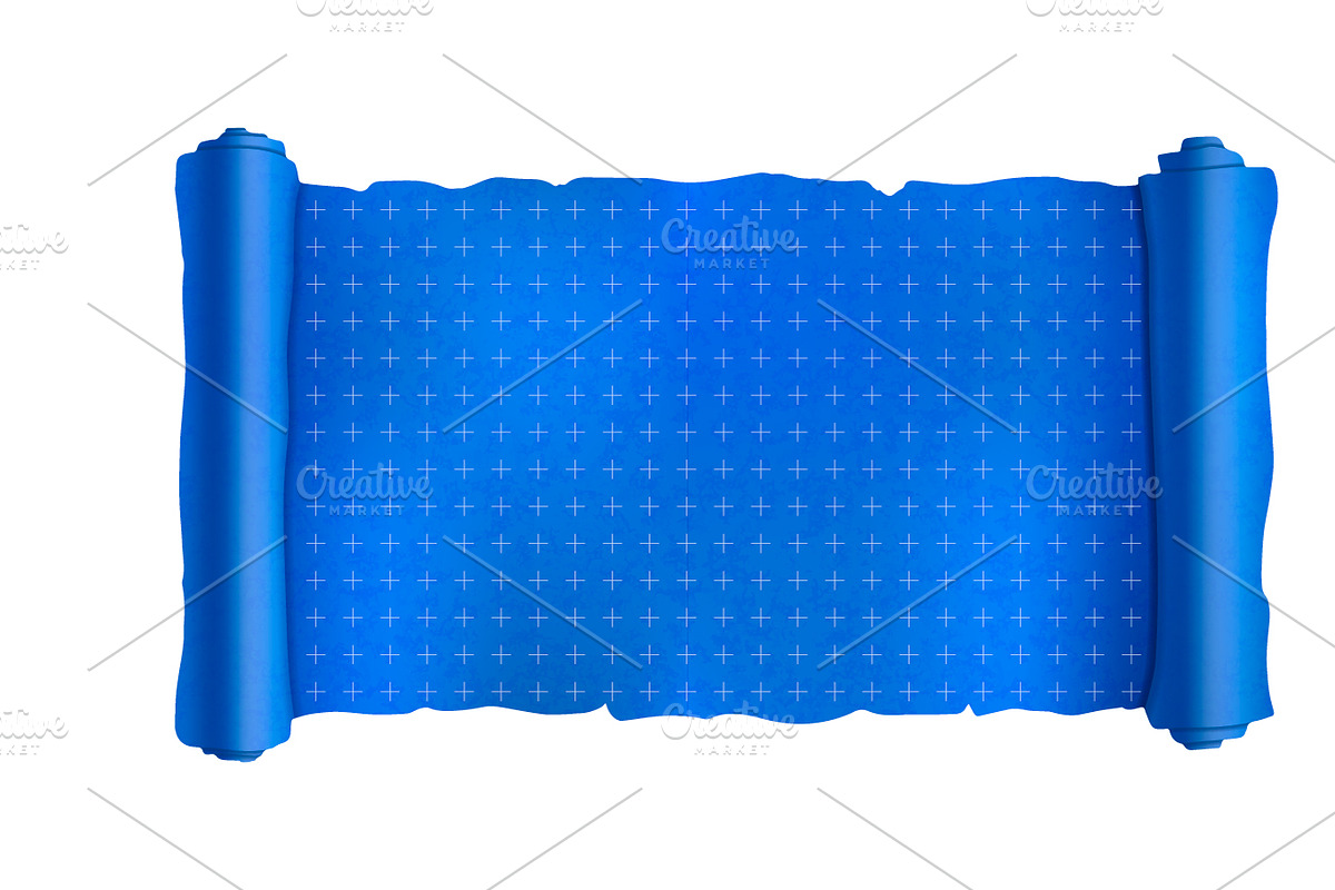 Blue scroll with engineering marks in Objects - product preview 8