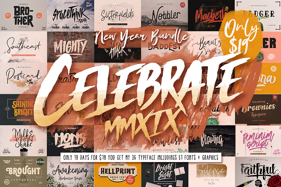 CELEBRATE 2019 BUNDLE - 51 Fonts in Display Fonts - product preview 8