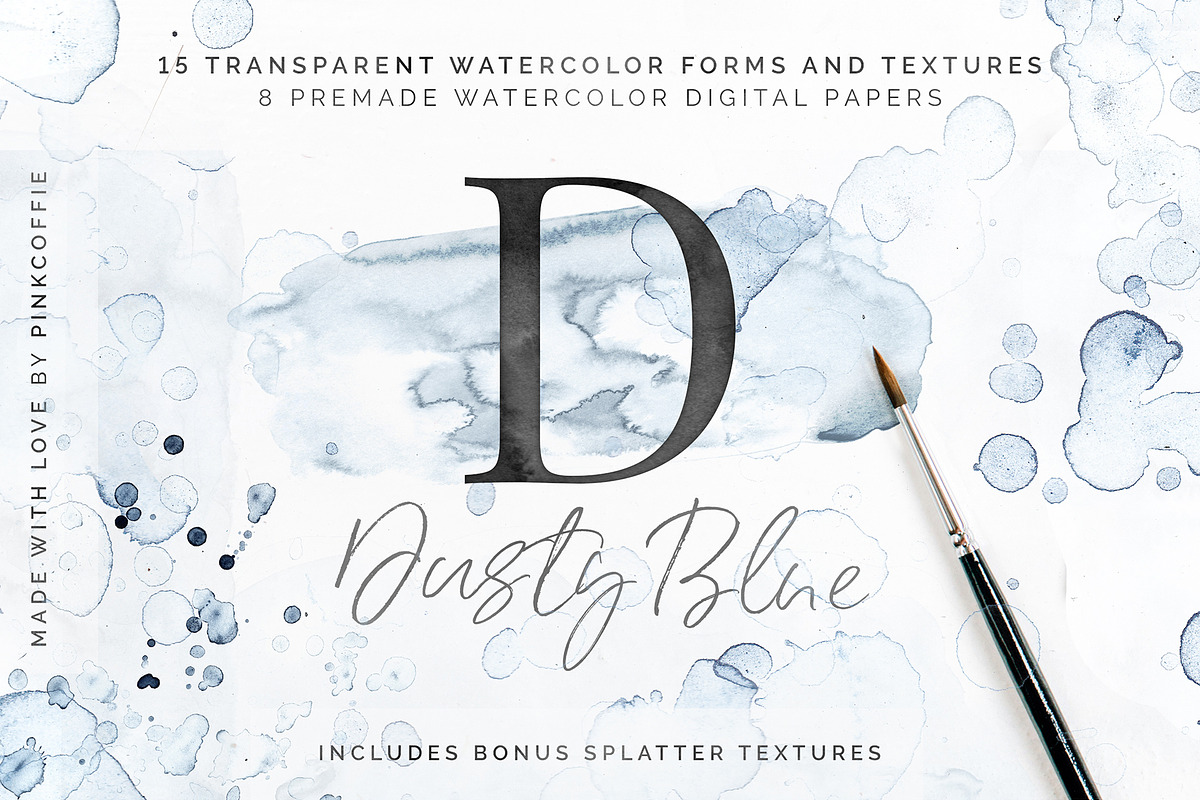 Dusty Blue Watercolor Textures Kit in Objects - product preview 8