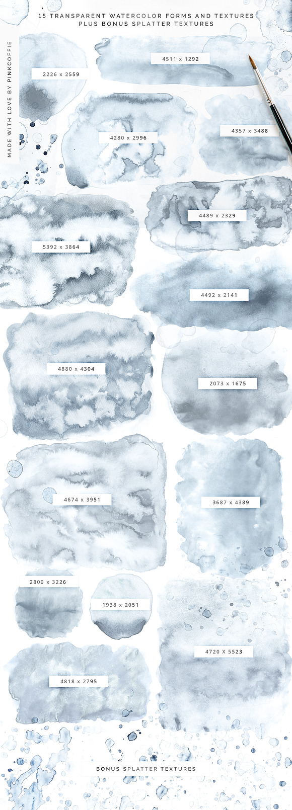 Dusty Blue Watercolor Textures Kit in Objects - product preview 2
