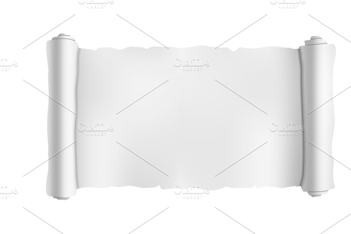 Wide blank old white scroll in Objects - product preview 8