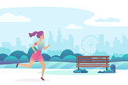Girl jogging in the public park