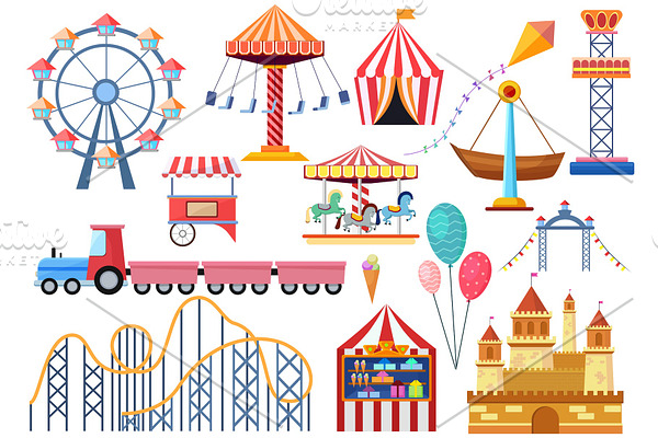 Amusement park entertainment icons