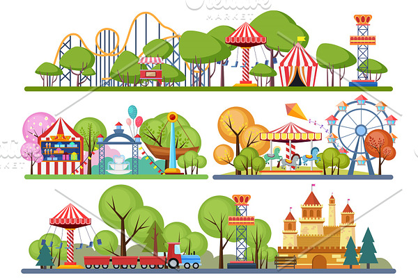 Amusement park horisontal banners