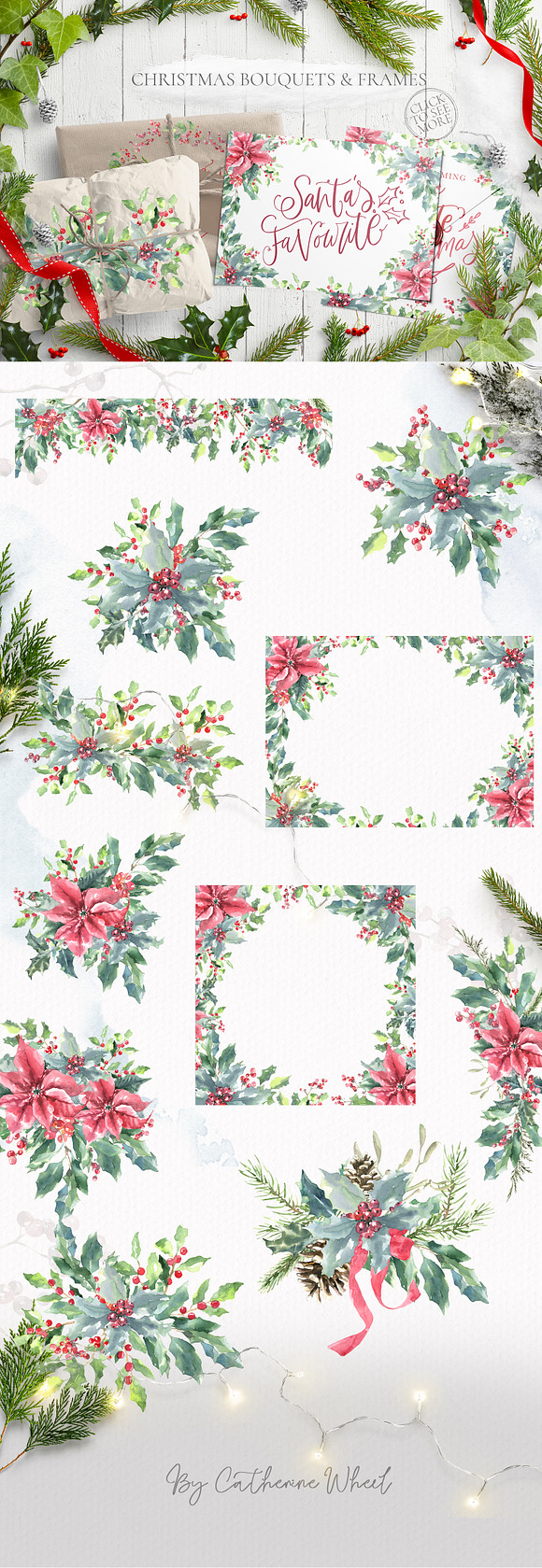Merry Christmas Watercolor Deer in Illustrations - product preview 1