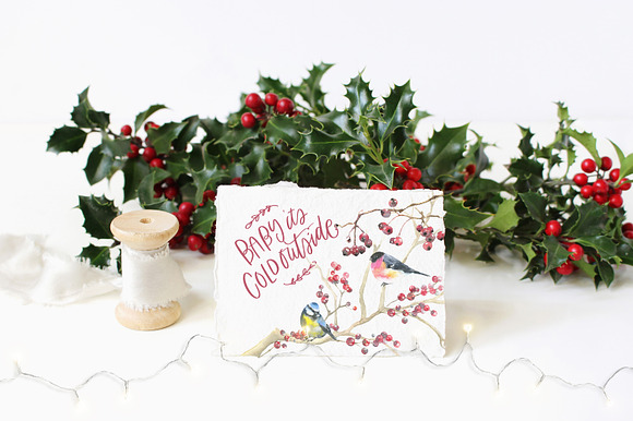 Merry Christmas Watercolor Deer in Illustrations - product preview 5