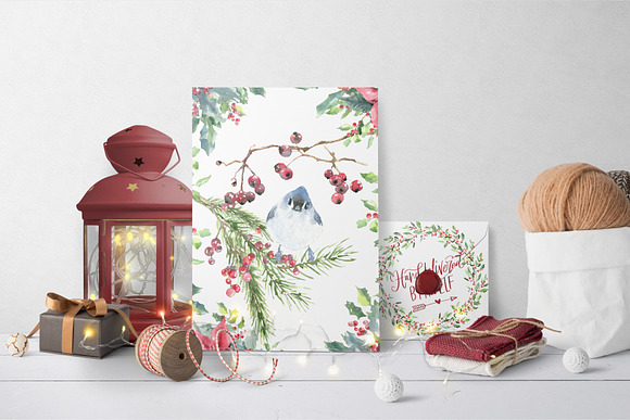 Merry Christmas Watercolor Deer in Illustrations - product preview 8