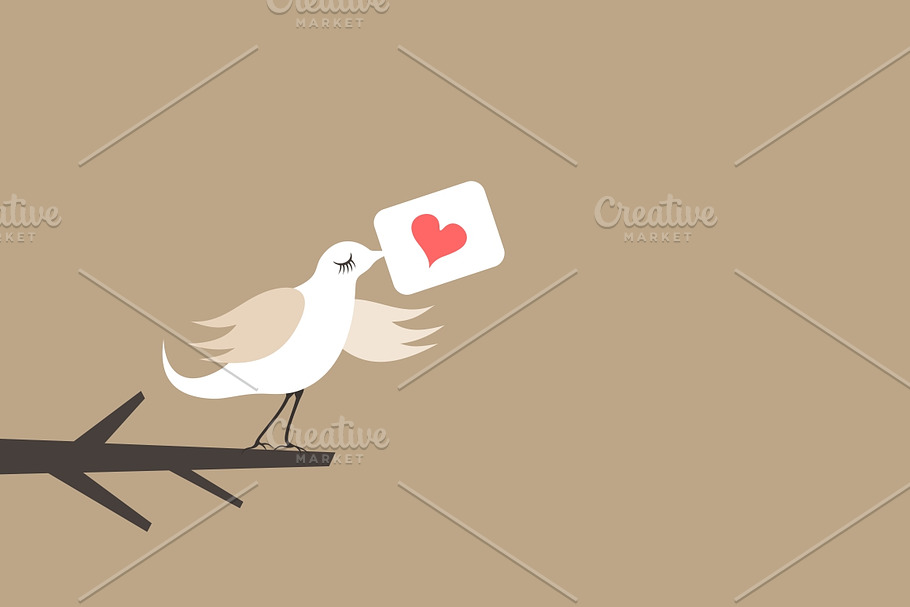 Bird love postcard in Illustrations - product preview 8