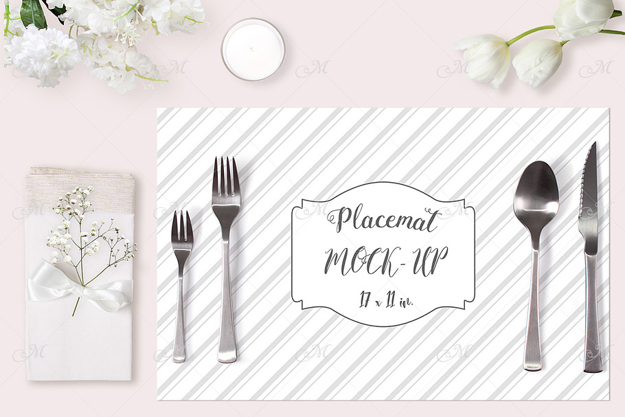Wedding Placemat Mock-up. PSD Smart in Print Mockups - product preview 8