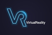 VR neon logo. Virtual Reality neon.