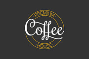 Coffee logo on dark background.