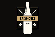 Beer bottle label. Brew vintage logo