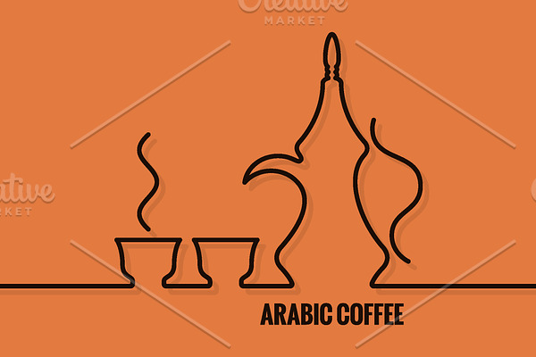 Arabic coffee logo. Line concept.