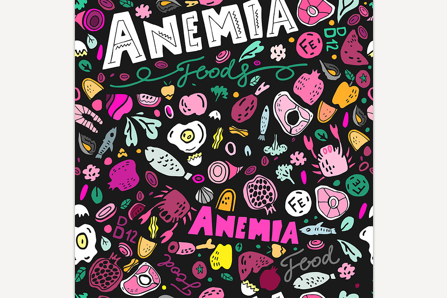 Anemia Foods Seamless Pattern