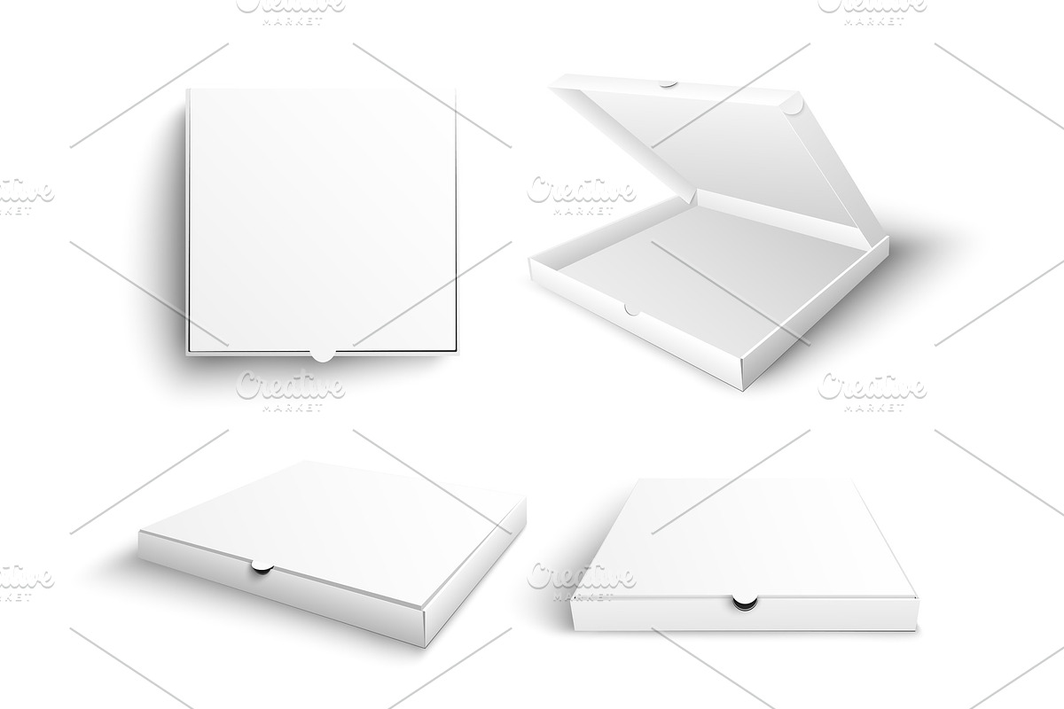 White blank pizza box mock up vector in Objects - product preview 8