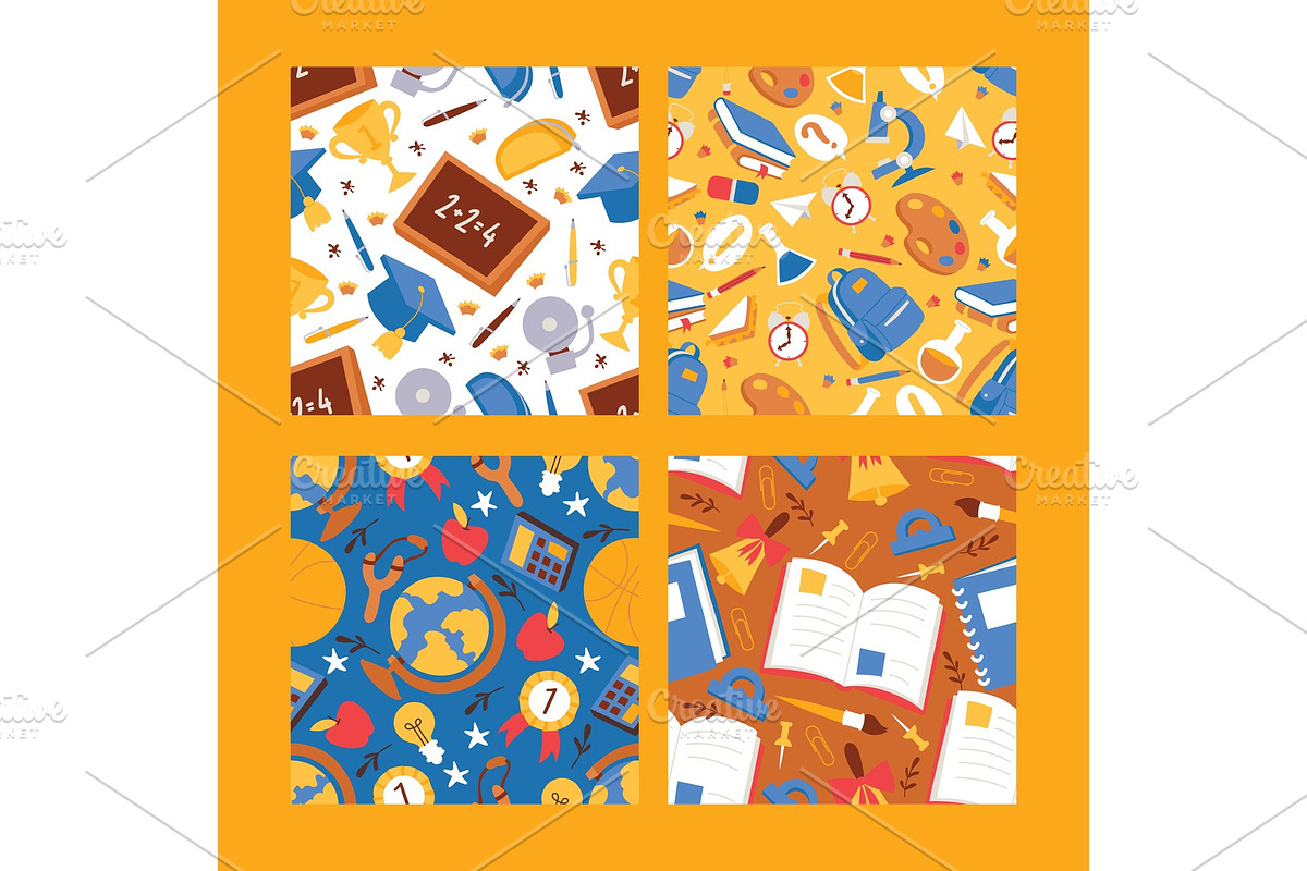 Back to School supplies seamless in Illustrations - product preview 8