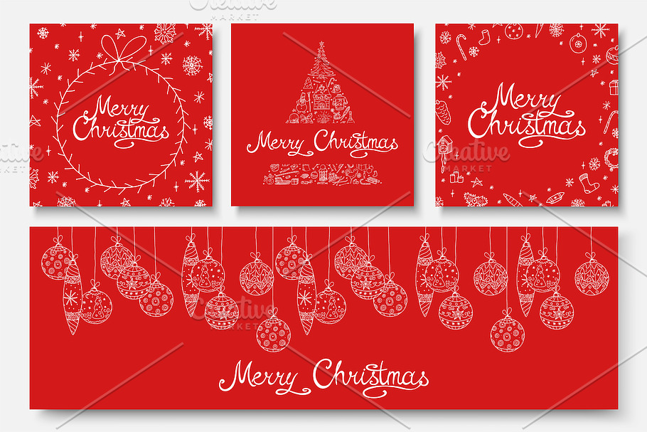 Christmas beauty hand drawn cards in Illustrations - product preview 8
