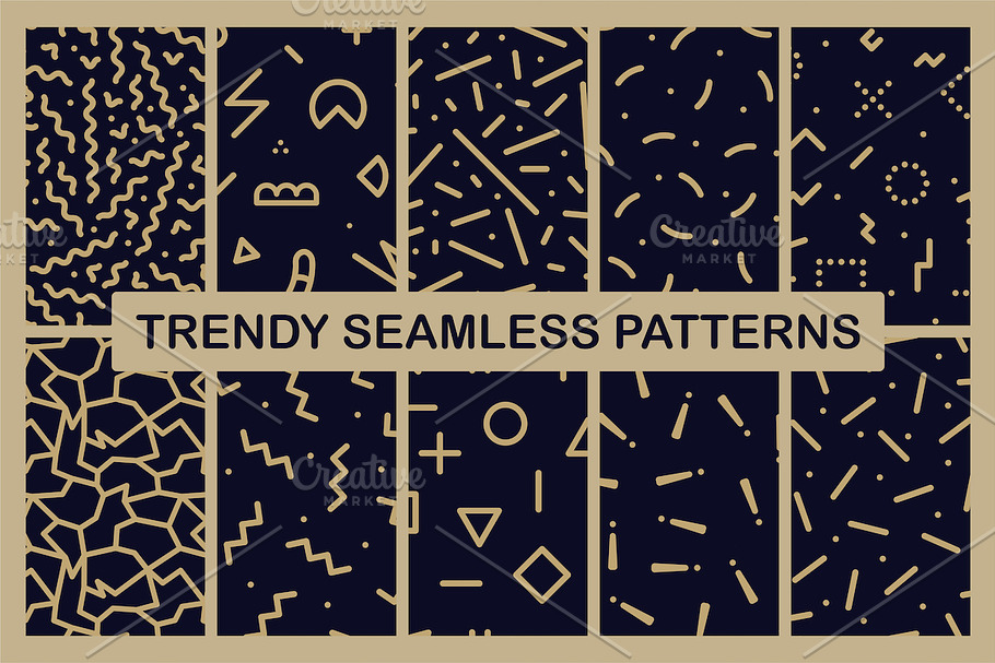 Trendy seamless memphis patterns