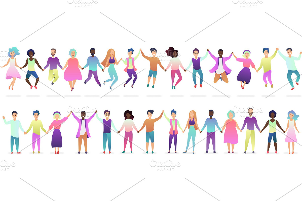 People staying and jumping together in Illustrations - product preview 8