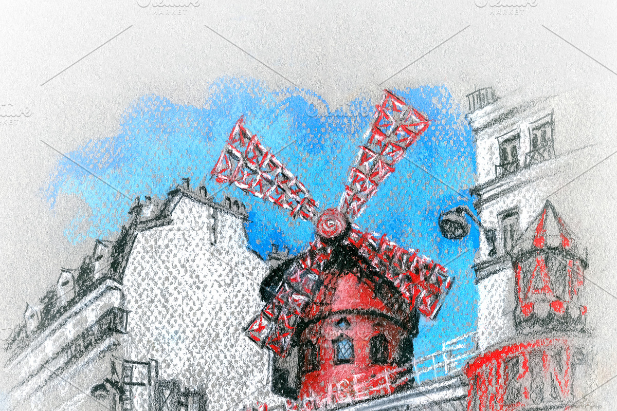 Moulin Rouge in Paris, France in Illustrations - product preview 8