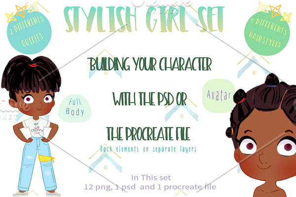 Stylish Girl Set - Procreate Psd Png