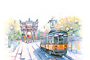 Famous vintage tram in Milan