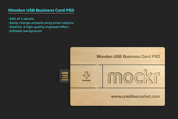 Wooden Usb Business Card Mockup Psd in Print Mockups - product preview 1