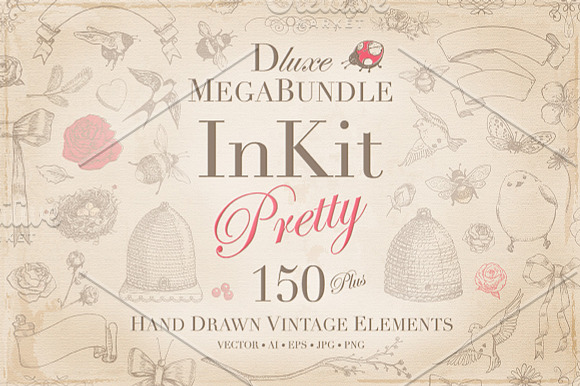 InKit Pretty Hand Drawn MegaBundle in Illustrations - product preview 3