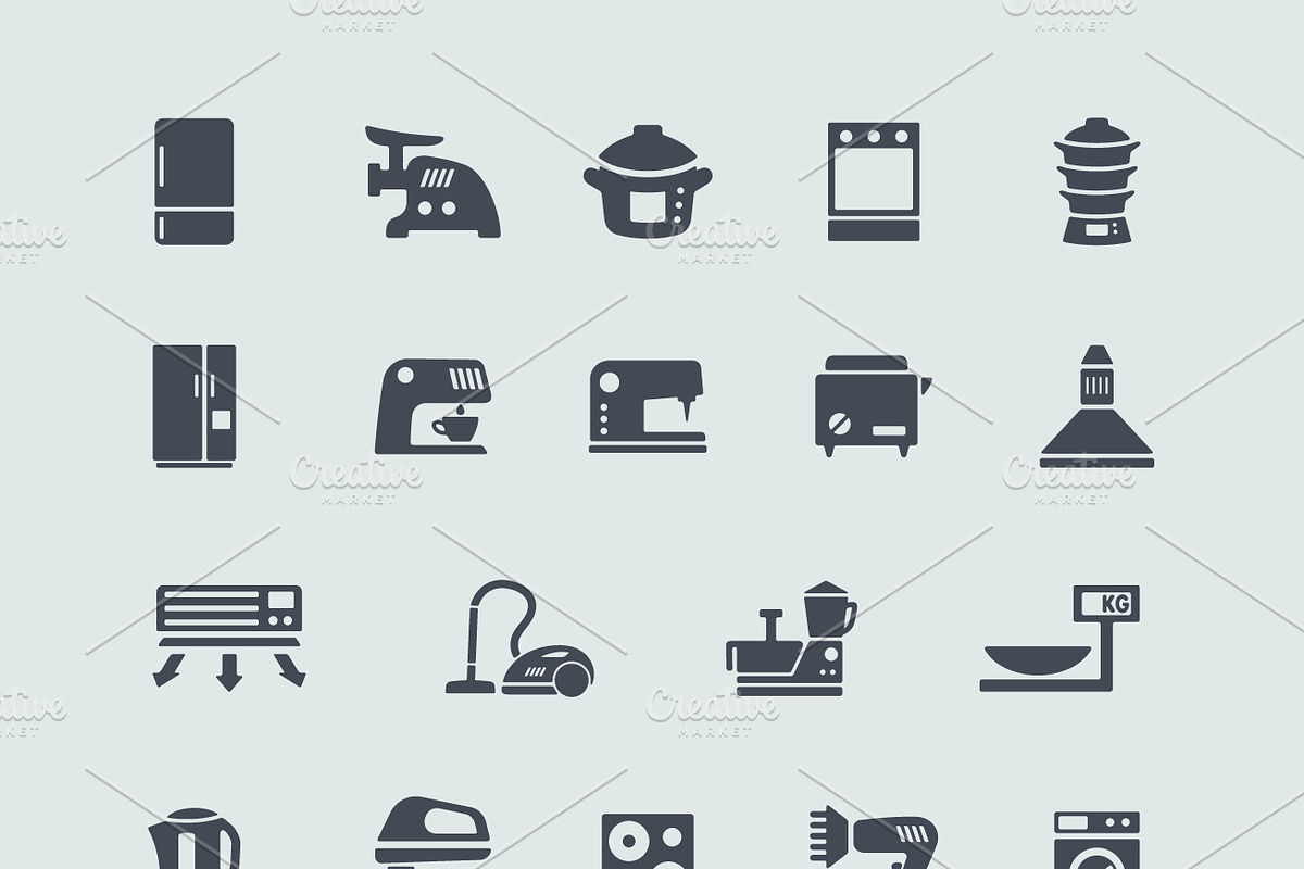 24 white goods icons in Graphics - product preview 8