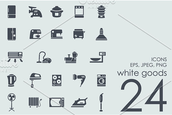 24 white goods icons in Graphics - product preview 1