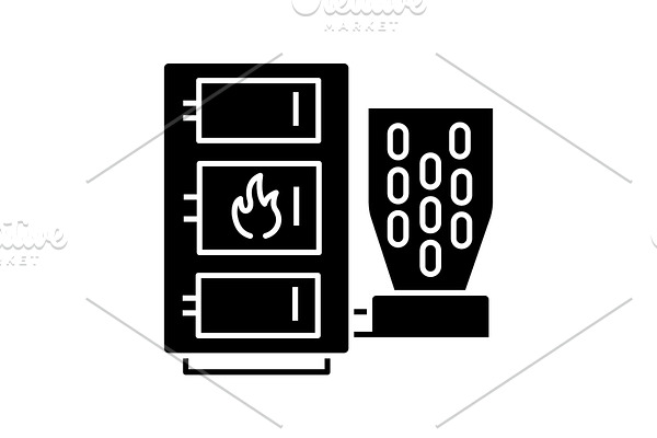Pellet boiler glyph icon