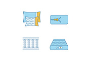 Orthopedic mattress color icons set
