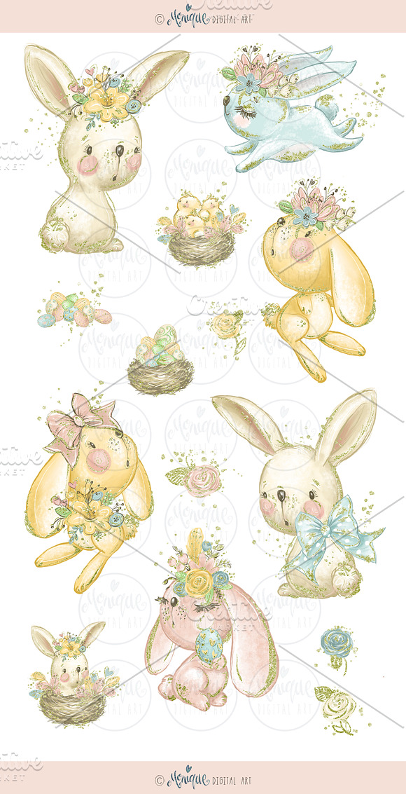Bunny clipart, Easter bunnies in Illustrations - product preview 1