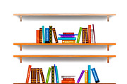 Bookshelves with different books