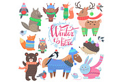 Winter is Here Poster Animals Vector
