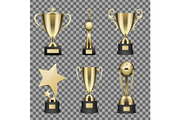 Concept of Six Golden Trophy Cups