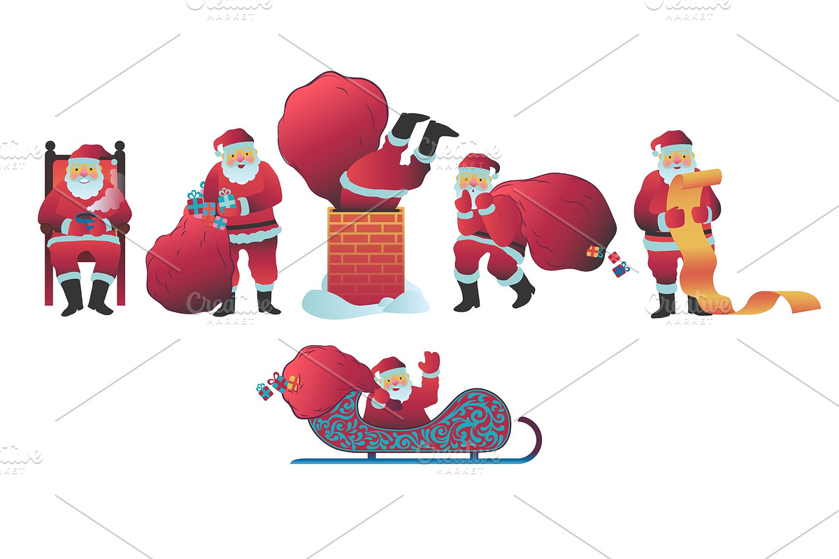 Santa Claus vector illustration set in Objects - product preview 8