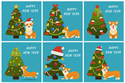 Happy New Year Tree and Dog Vector