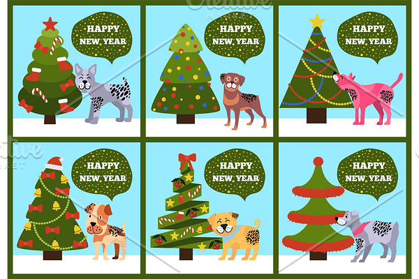 Greeting Cards on Green Merry wish