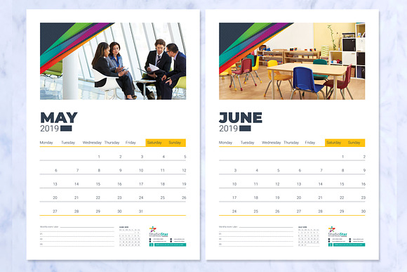 2019 Wall Calendar / Planner in Stationery Templates - product preview 3