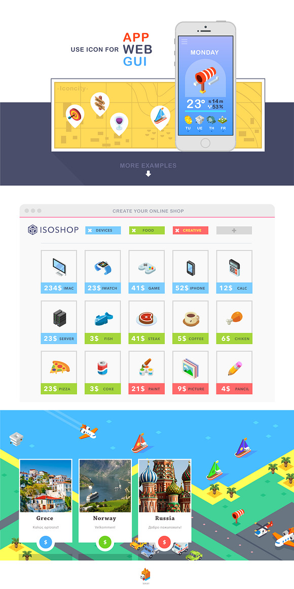Isometric, 99 icon pack in Cute Icons - product preview 3