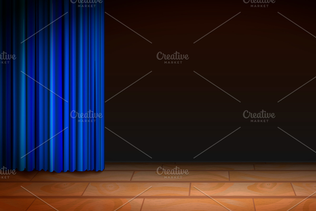 Bright theatre wooden stage in Illustrations - product preview 8