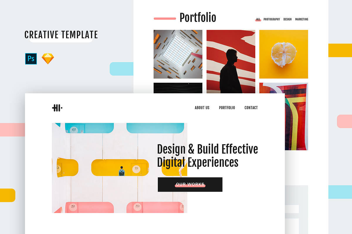 Hi Creative Template (PSD + Sketch) in Landing Page Templates - product preview 8