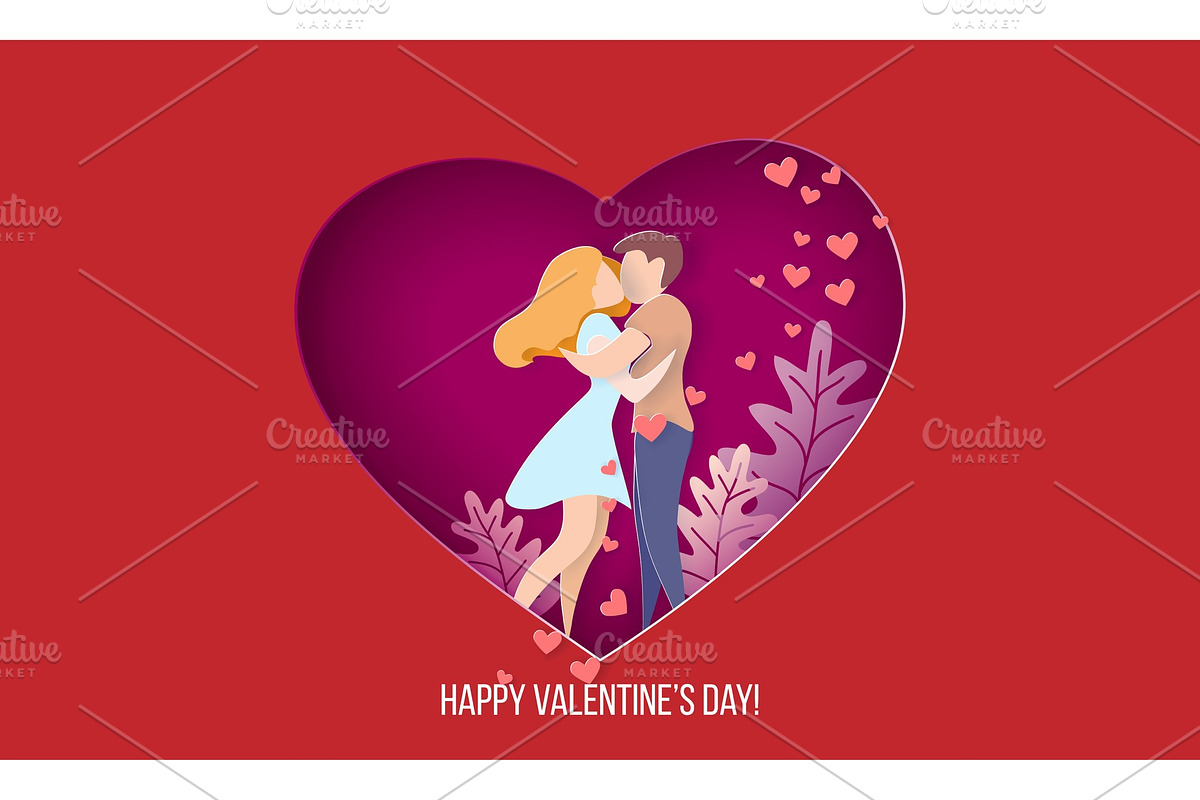 Valentines day card with couple in in Objects - product preview 8