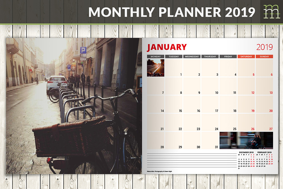Monthly Planner 2019 (MP017-19-2) in Stationery Templates - product preview 8