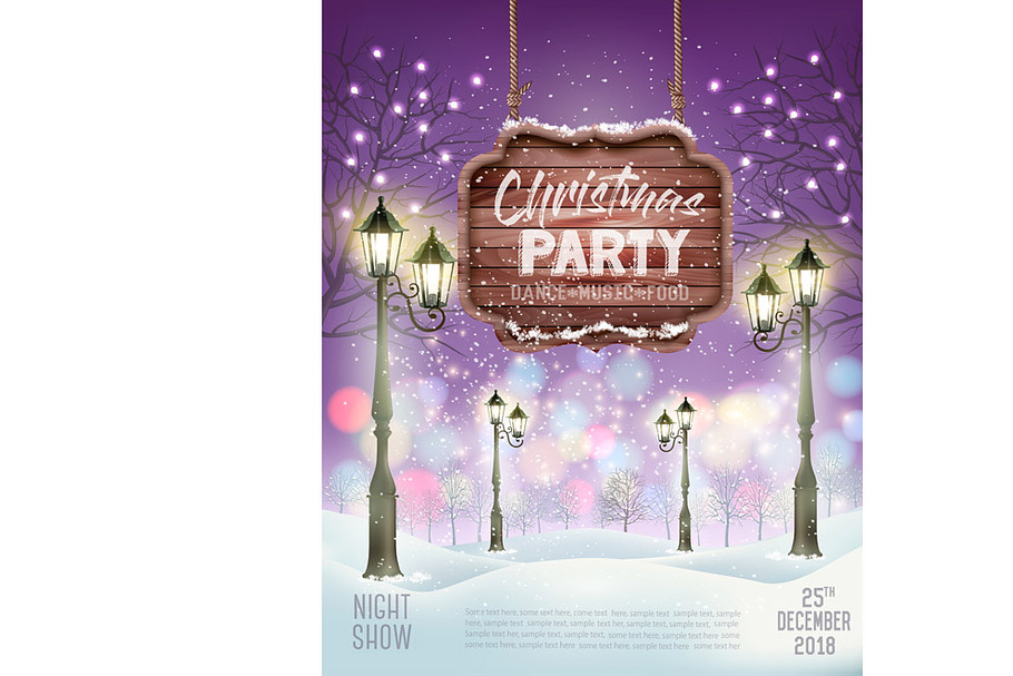 Christmas Holiday Party Flyer Vector in Illustrations - product preview 8
