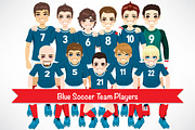 Blue Soccer Team Players