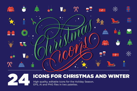 24 Christmas Icons in Christmas Icons - product preview 3