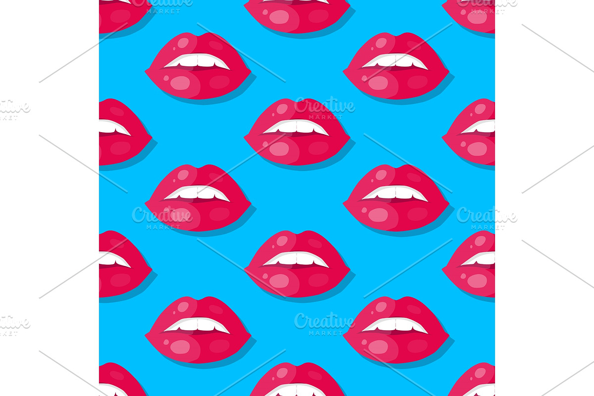 Womens Lips Seamless Pattern Vector in Illustrations - product preview 8